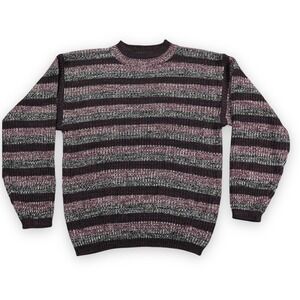 Santana Sweater Mens Medium MultiColor Stripes Acrylic Cabincore Warm